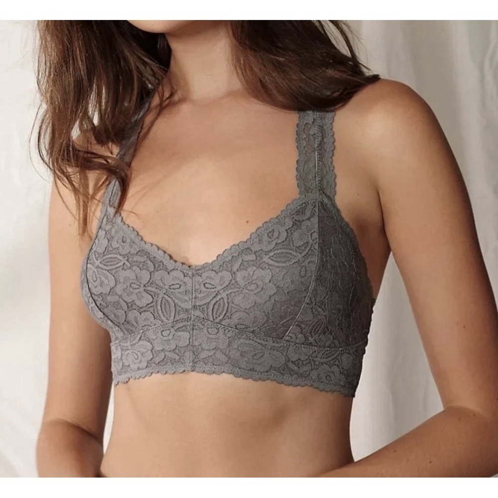 Intimately Free People Galloon Lace Racerback Bralette Grey Size LARGE